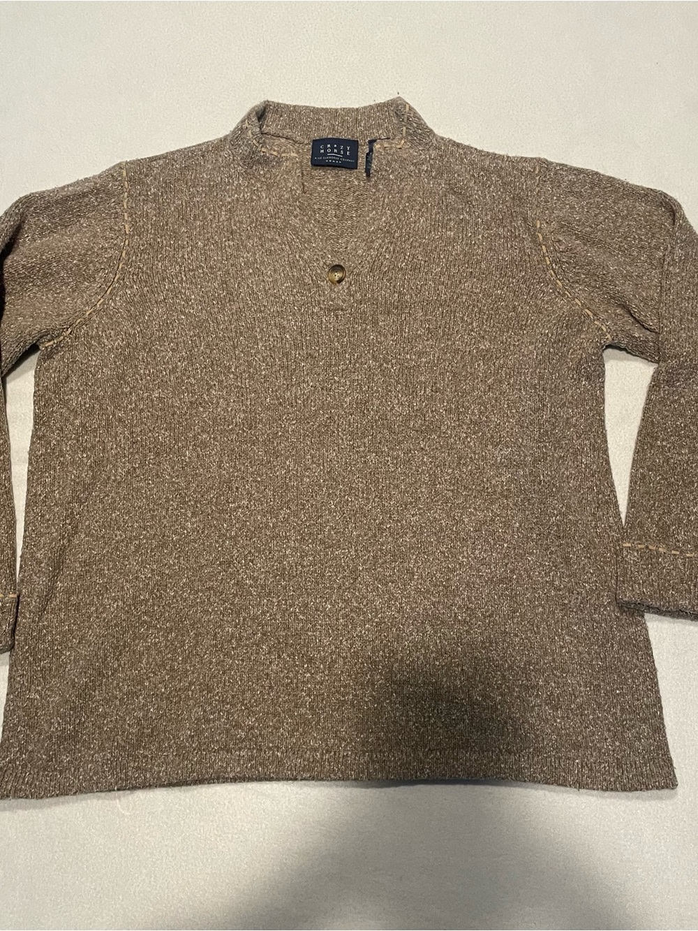 Crazy Horse Brown Textured Mock-Neck Sweater, 1